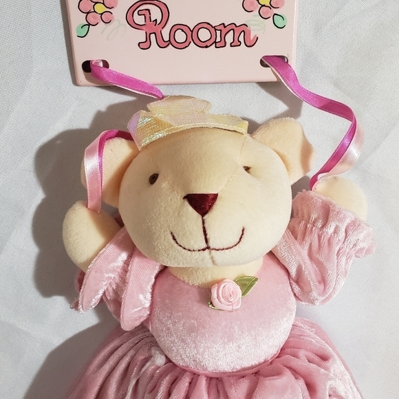 Ava's Room Ballerina Teddy Bear Princess Door Hanger Stuffed Animal Plush Pink - Picture 2 of 8